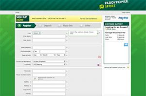 Paddy power registration page