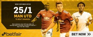 25/1 man Utd to beat Swansea betfair enhanced offer
