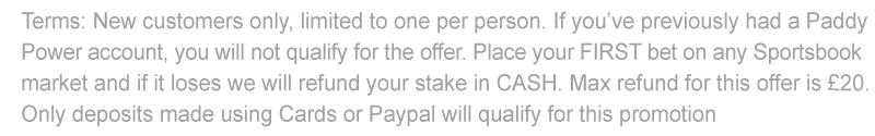 Paddy Power new customer terms & conditions